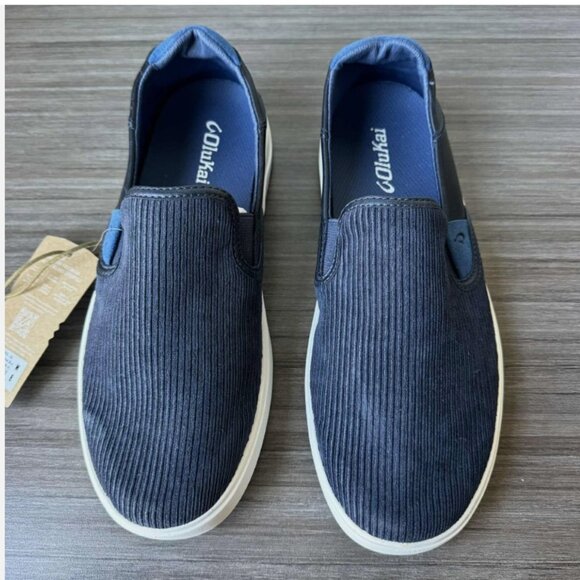 OluKai Lae‘ahi Kapa Slip-On Corduroy Leather Sneakers Loafers Men' Size 8 $120 - Picture 2 of 9